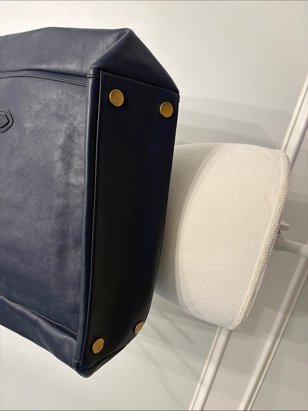 Fossil Navy Leather Tote with Dual Top Handles - Picture 2 of 5